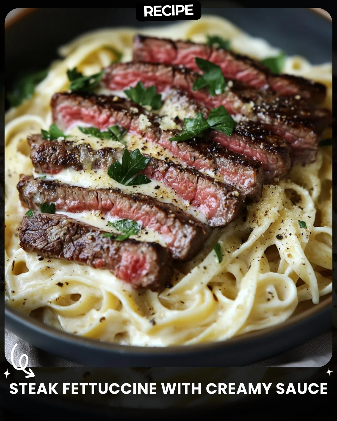 Steak Fettuccine with Creamy Sauce