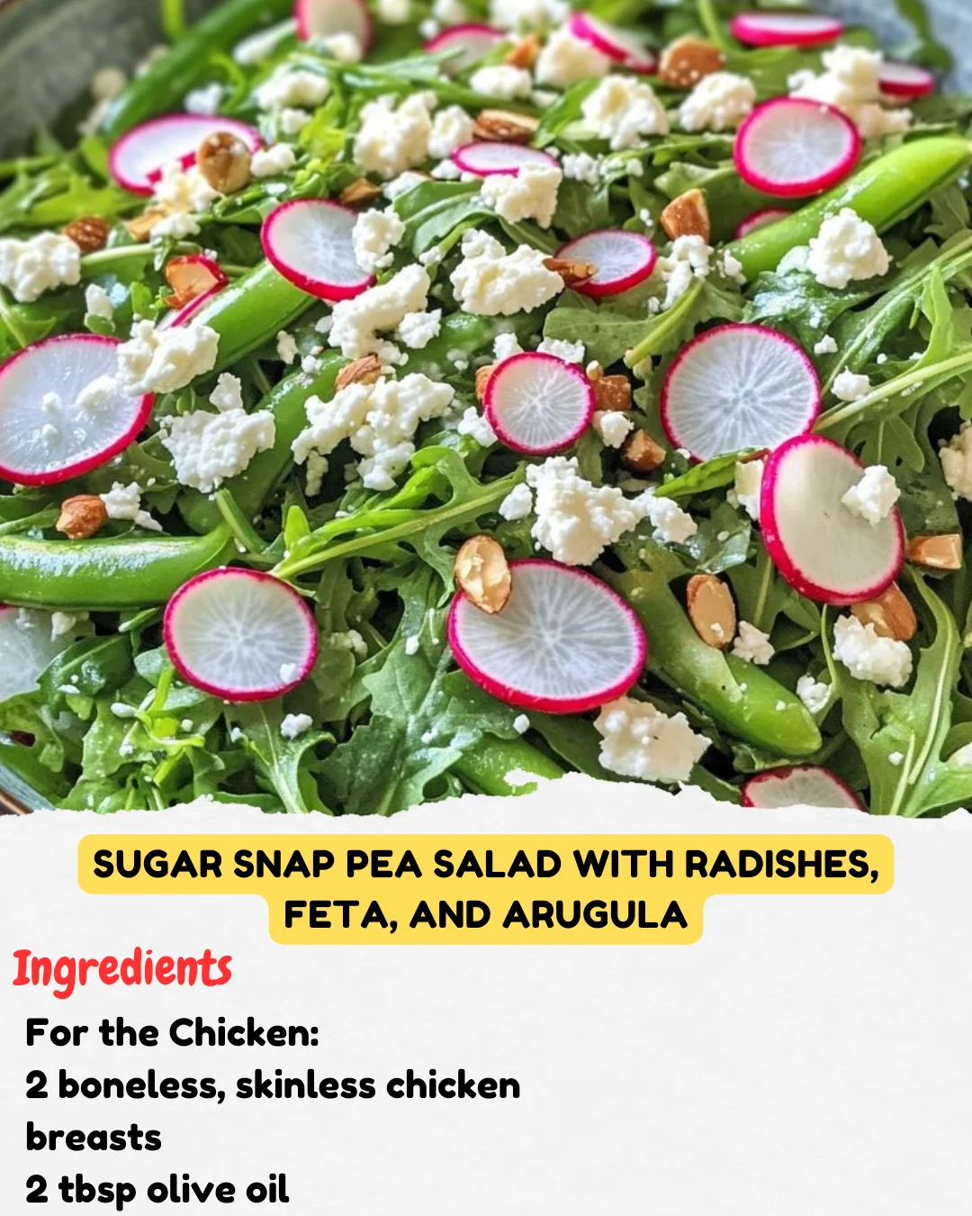 Sugar Snap Pea Salad with Radishes, Feta, and Arugula