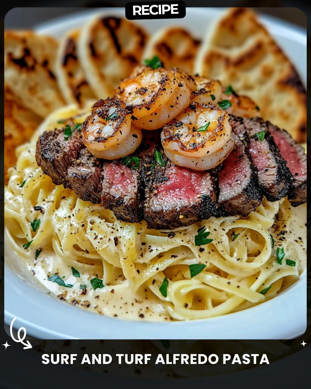 Surf and Turf Alfredo Pasta
