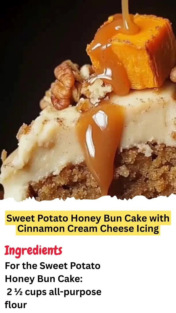 Sweet Potato Honey Bun Cake with Cinnamon Cream Cheese Icing