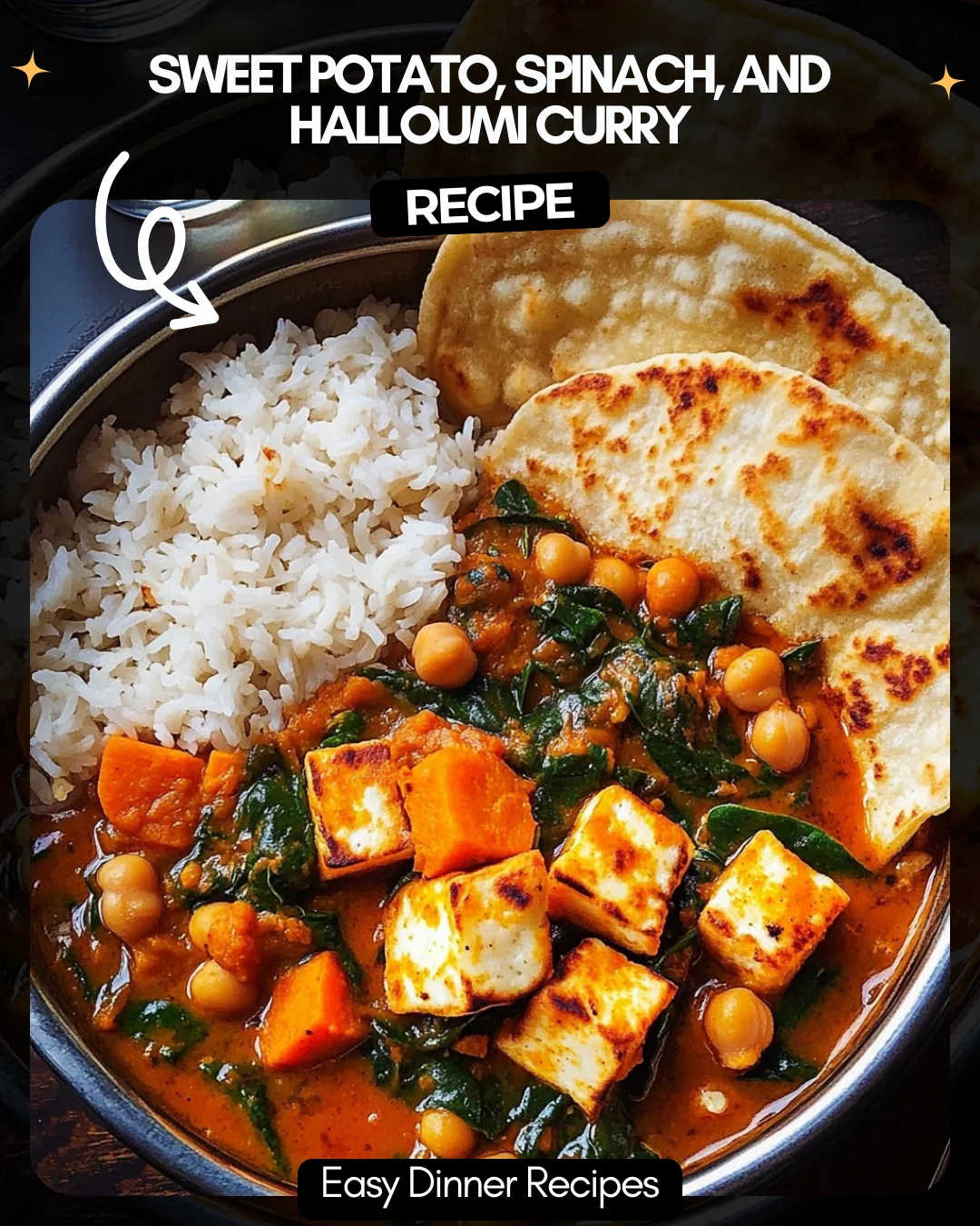 Sweet Potato, Spinach, and Halloumi Curry