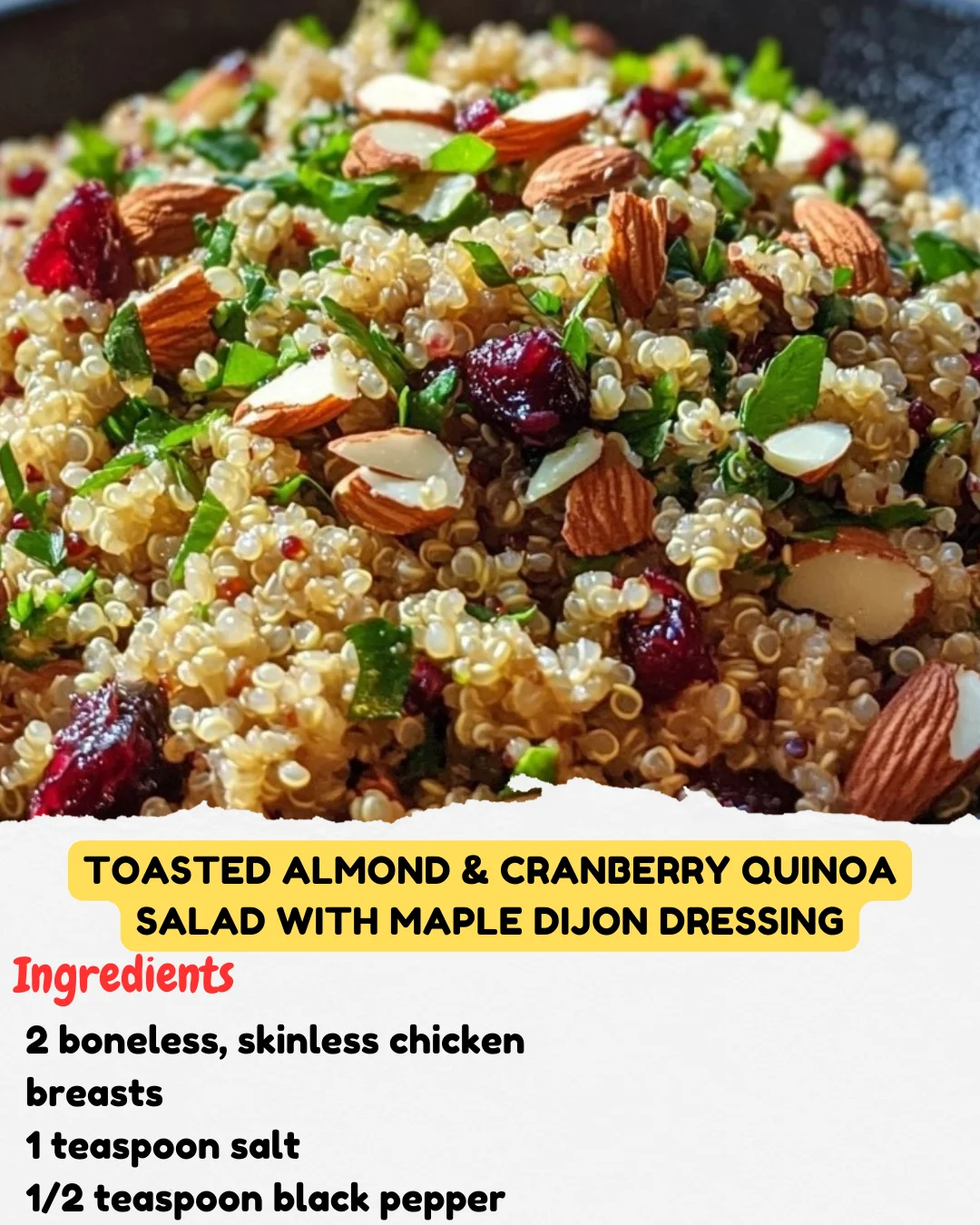 Toasted Almond & Cranberry Quinoa Salad with Maple Dijon Dressing