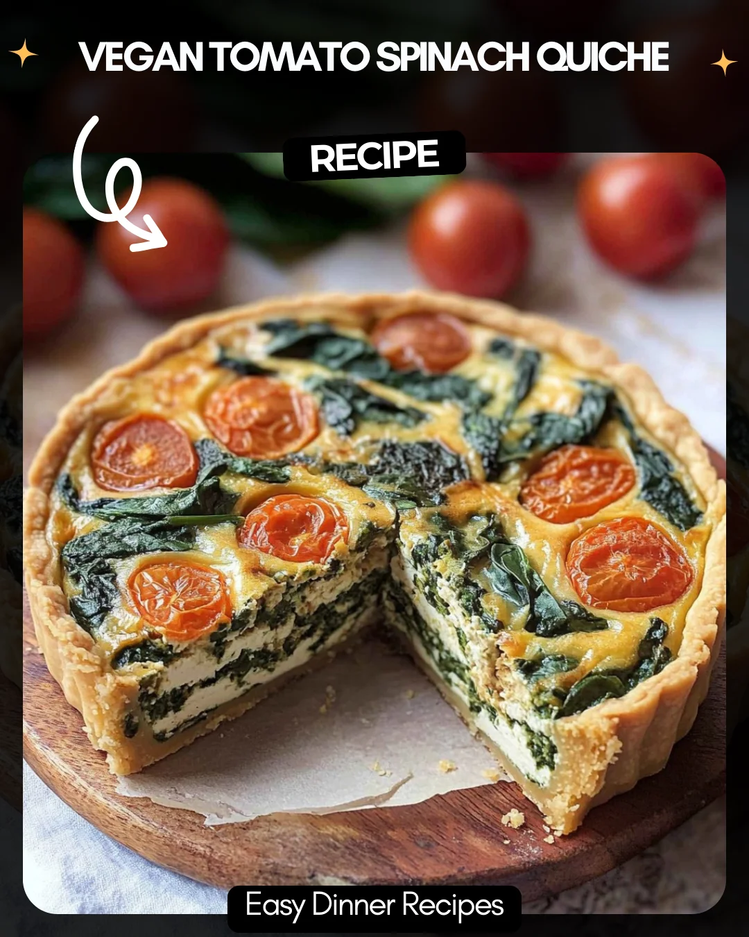 Vegan Tomato Spinach Quiche