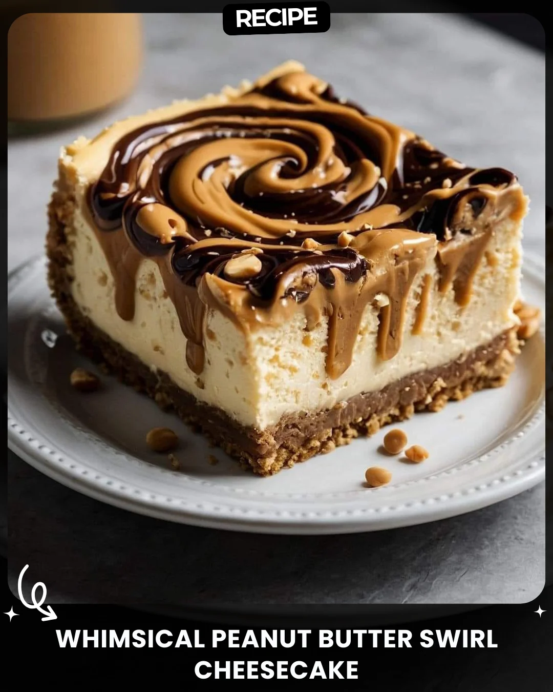 Whimsical Peanut Butter Swirl Cheesecake