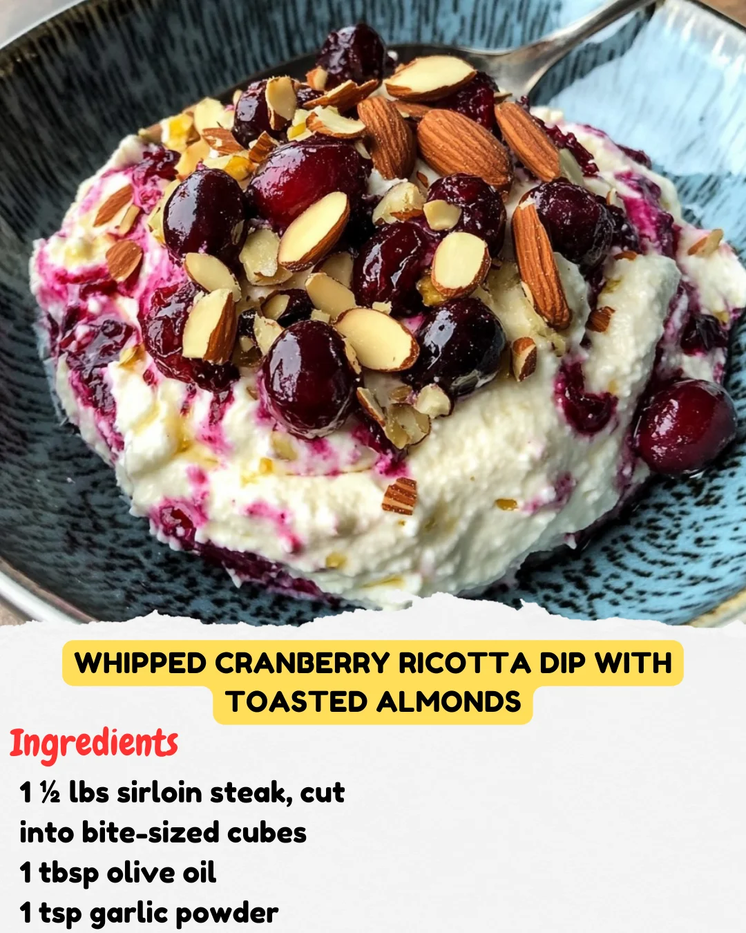 Whipped Cranberry Ricotta Dip with Toasted Almonds