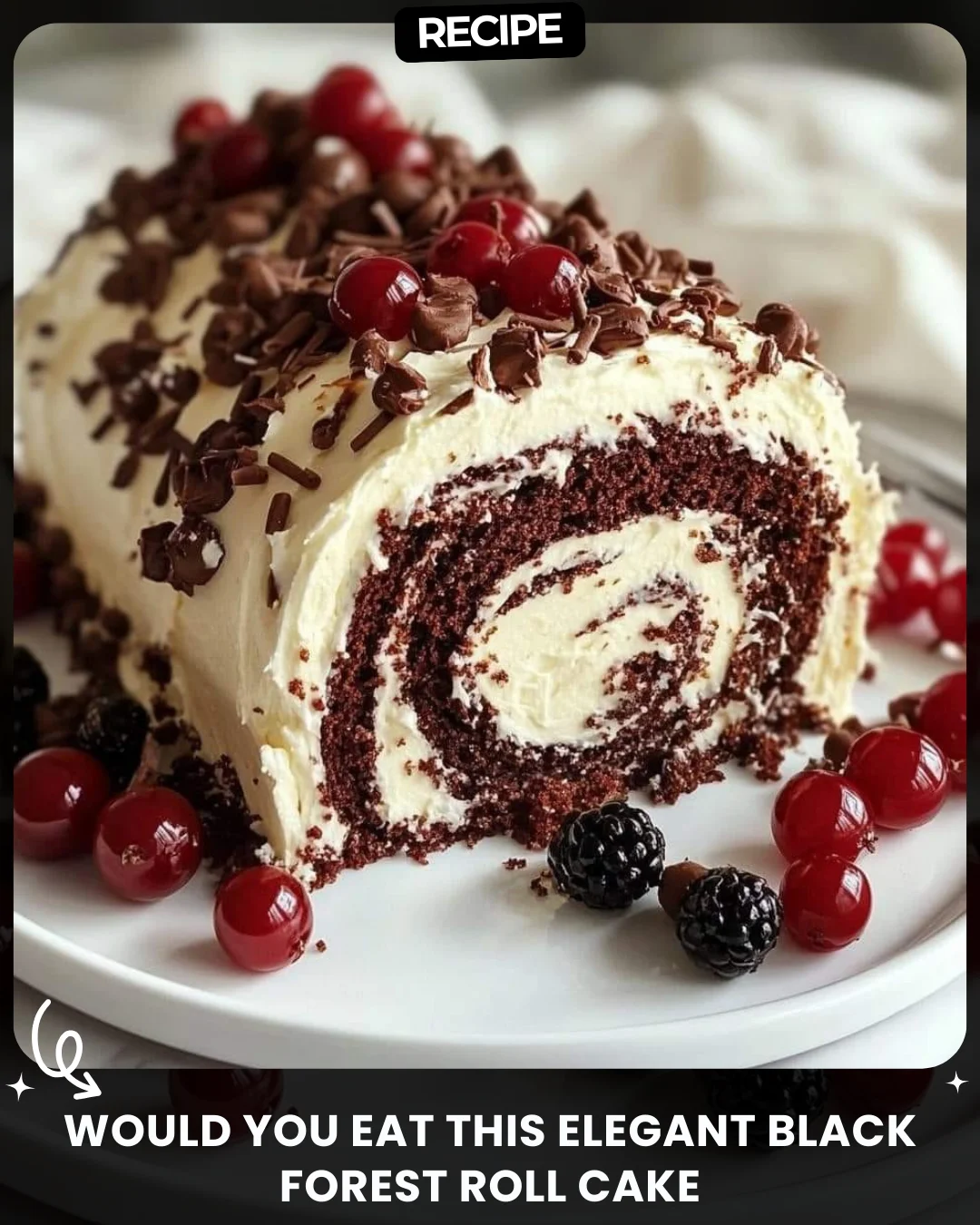 WOULD YOU EAT THIS ELEGANT BLACK FOREST ROLL CAKE