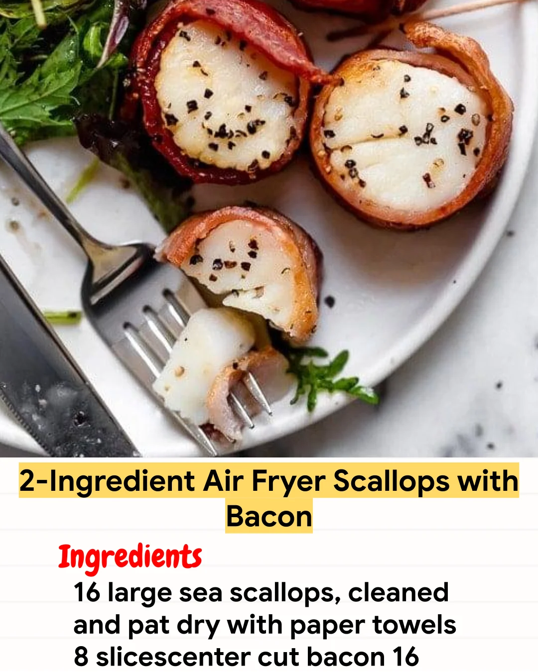 Air Fryer Recipe 2-Ingredient Air Fryer Scallops with Bacon