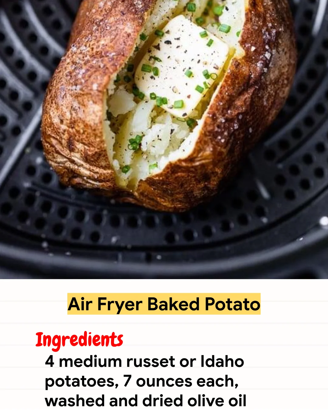 Air Fryer Recipe Air Fryer Baked Potato