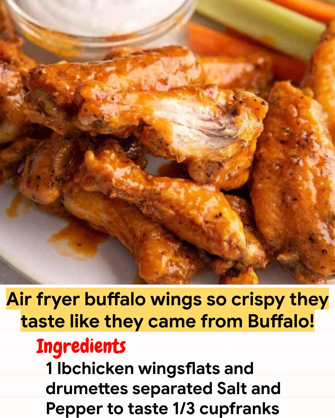 Air Fryer Recipe Air fryer buffalo wings so crispy they taste like they came from Buffalo!