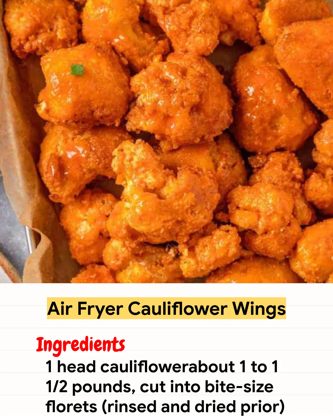 Air Fryer Recipe Air Fryer Cauliflower Wings