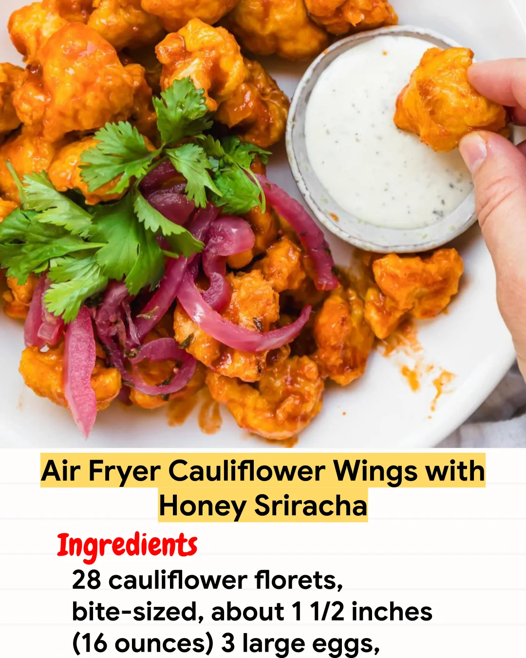 Air Fryer Recipe Air Fryer Cauliflower Wings with Honey Sriracha