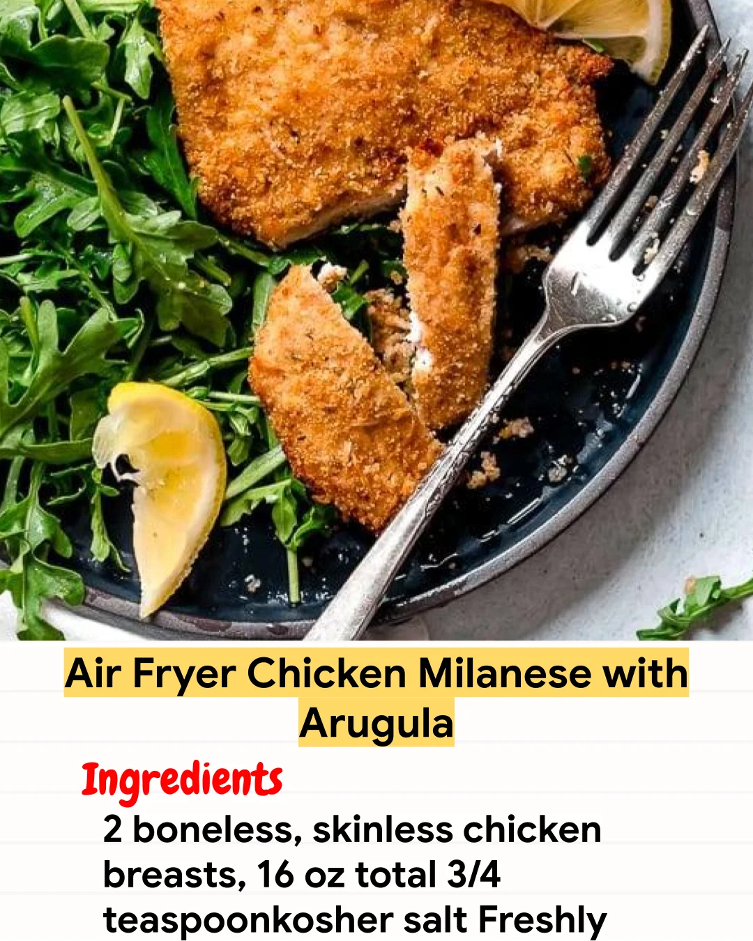 Air Fryer Recipe Air Fryer Chicken Milanese with Arugula