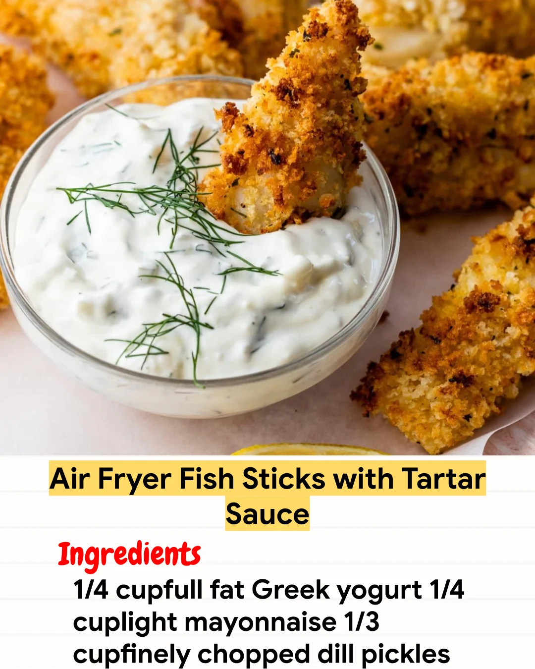 Air Fryer Recipe Air Fryer Fish Sticks with Tartar Sauce
