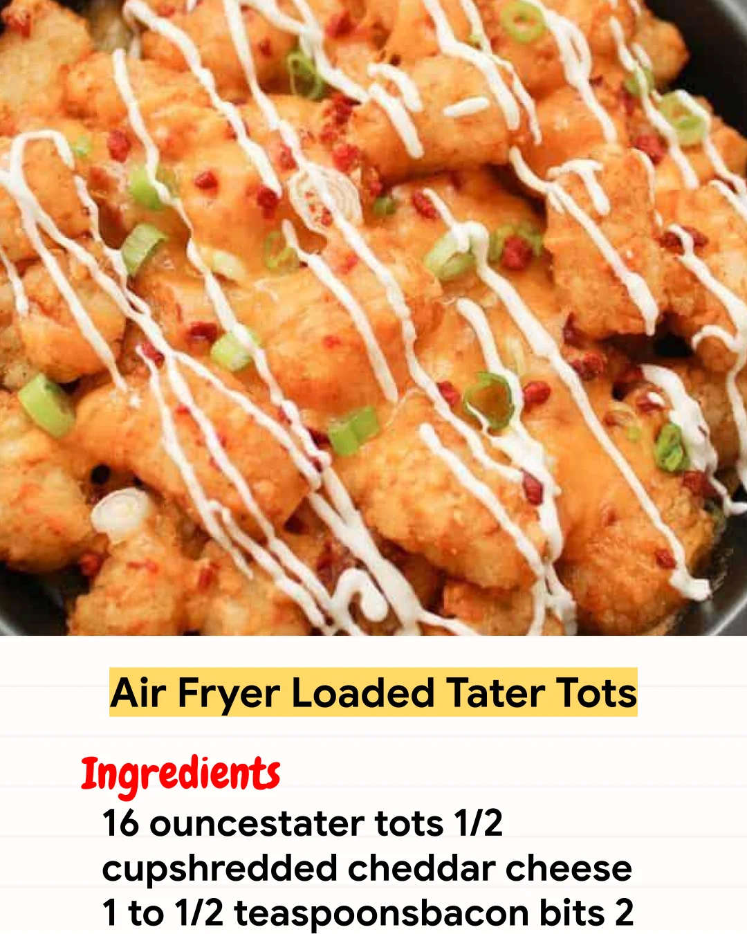 Air Fryer Recipe Air Fryer Loaded Tater Tots