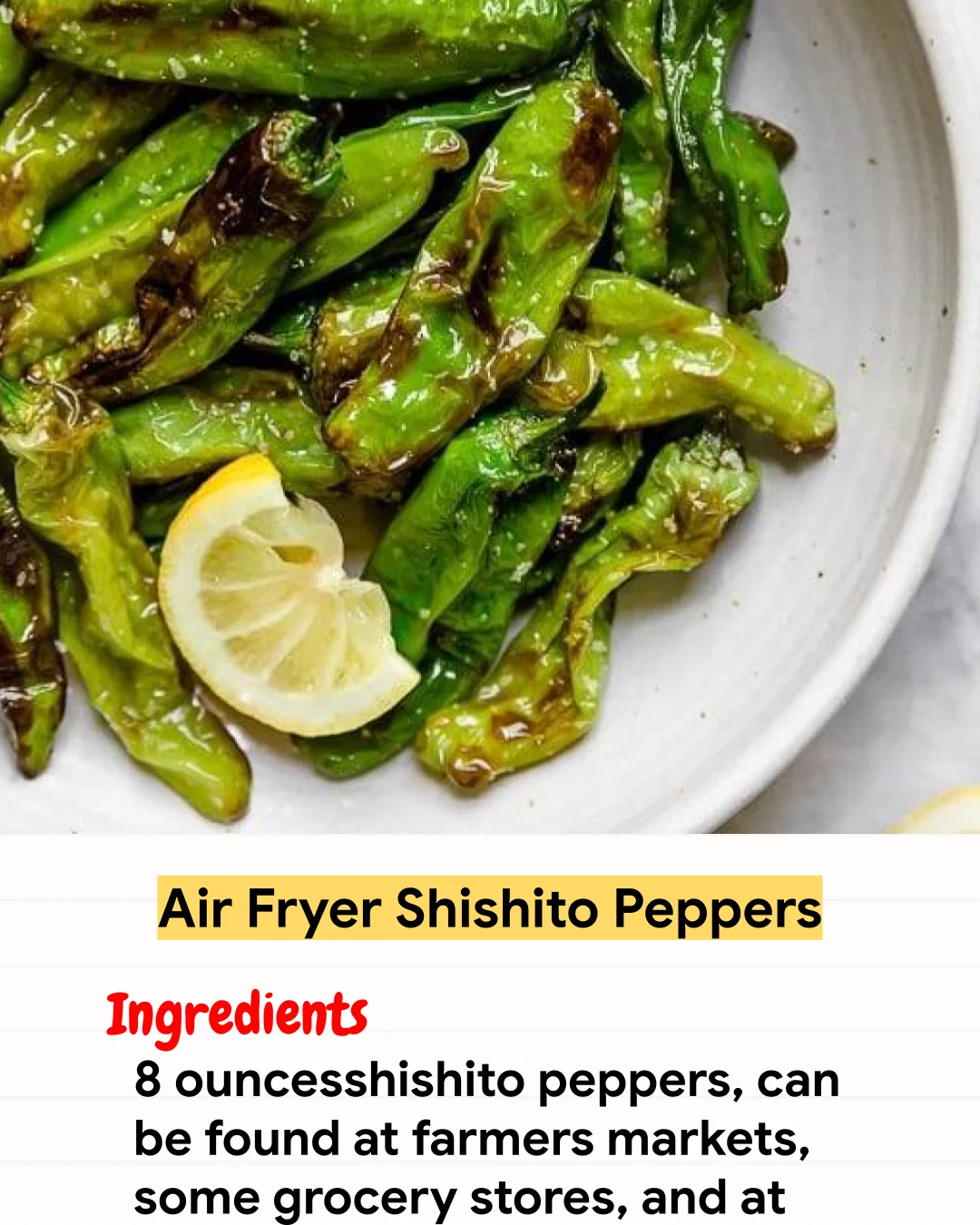 Air Fryer Recipe Air Fryer Shishito Peppers