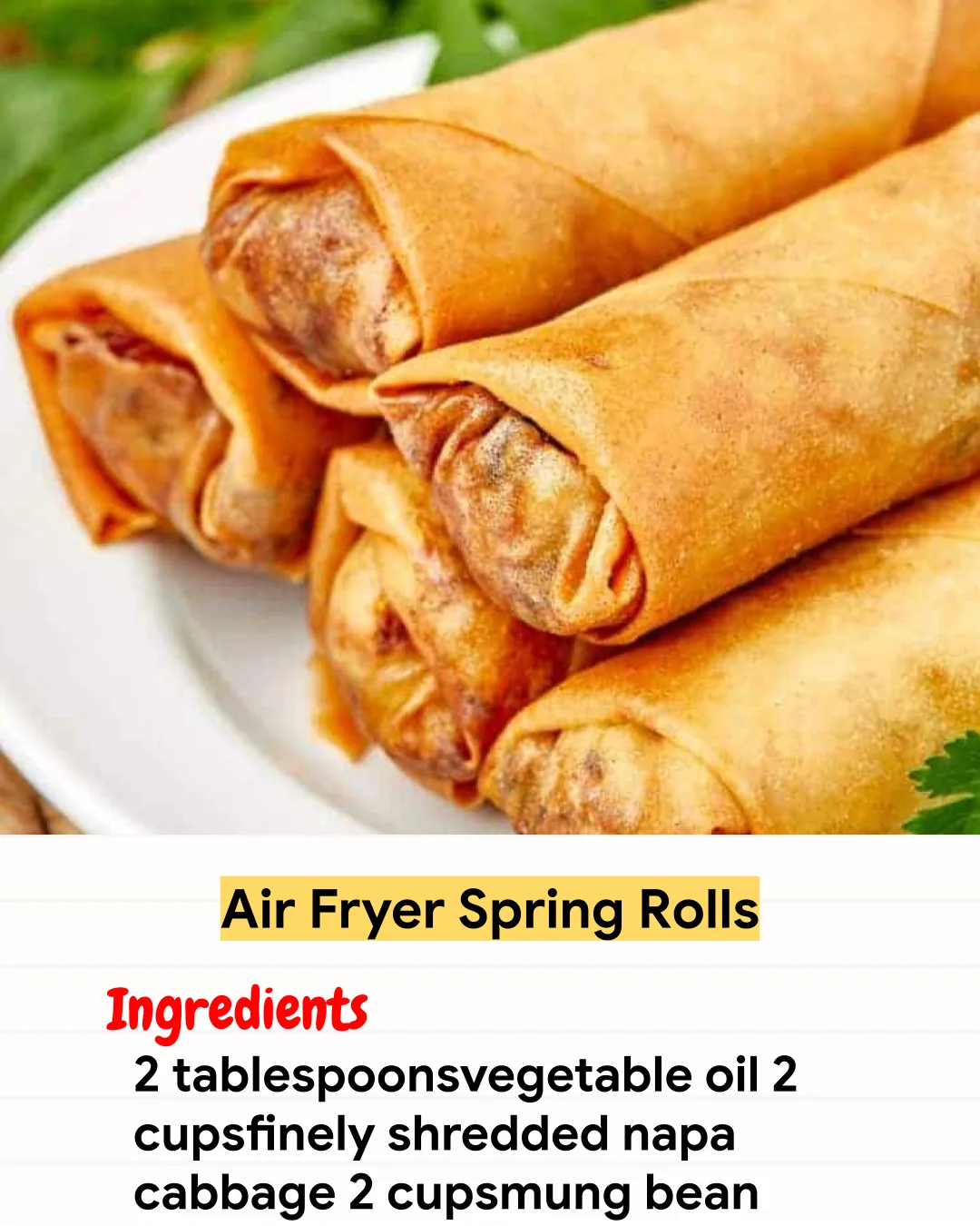 Air Fryer Recipe Air Fryer Spring Rolls