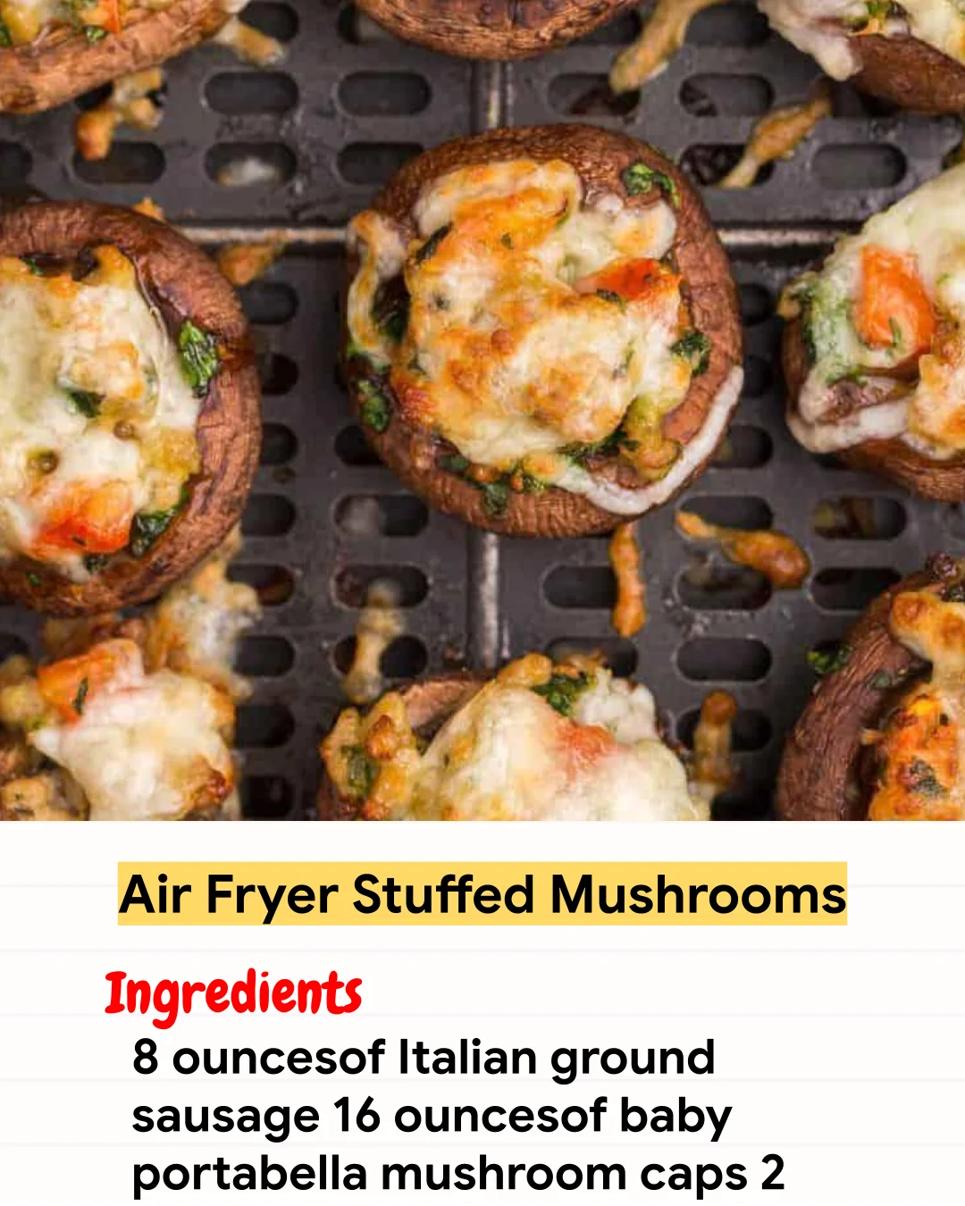 Air Fryer Recipe Air Fryer Stuffed Mushrooms