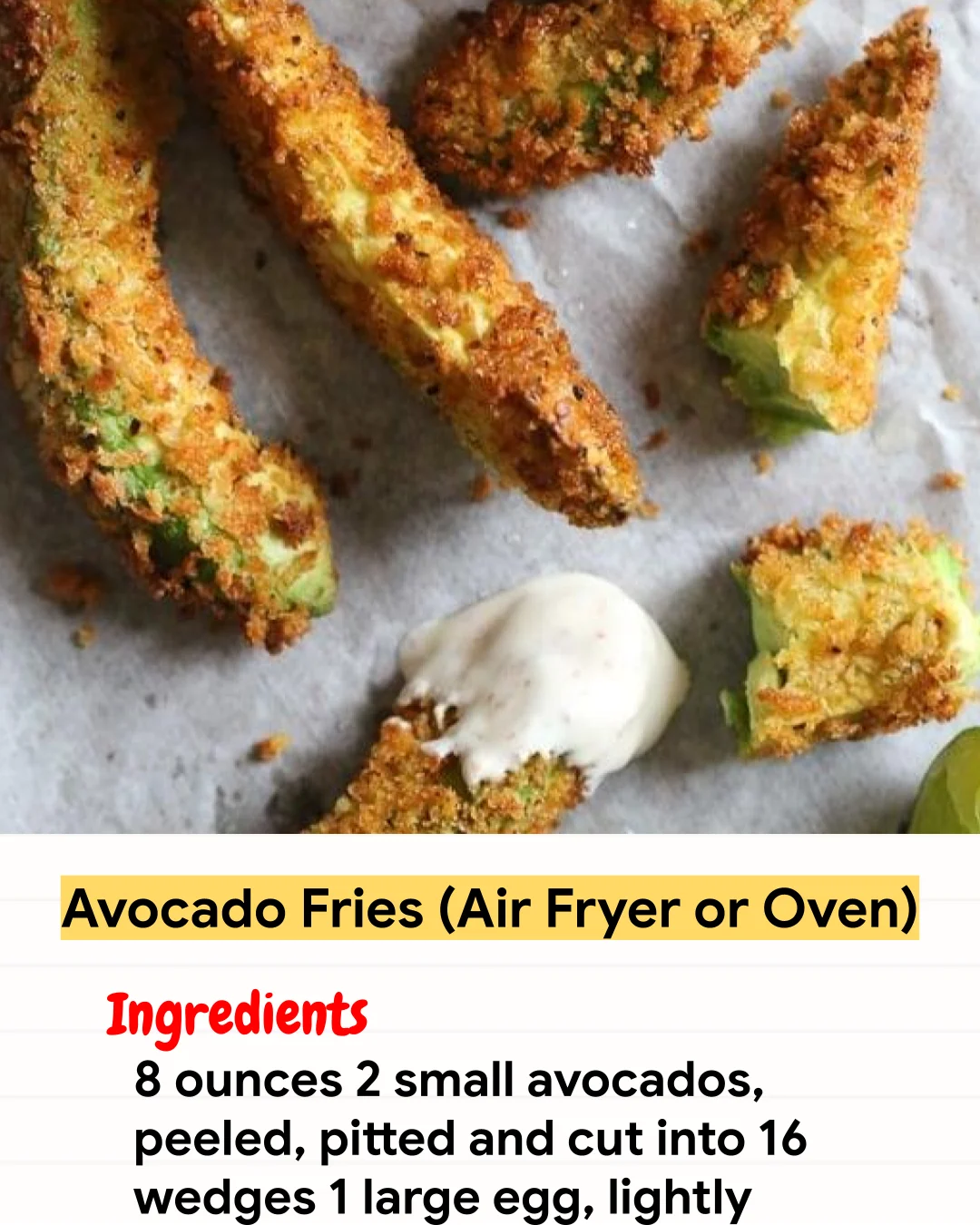 Air Fryer Recipe Avocado Fries (Air Fryer or Oven)