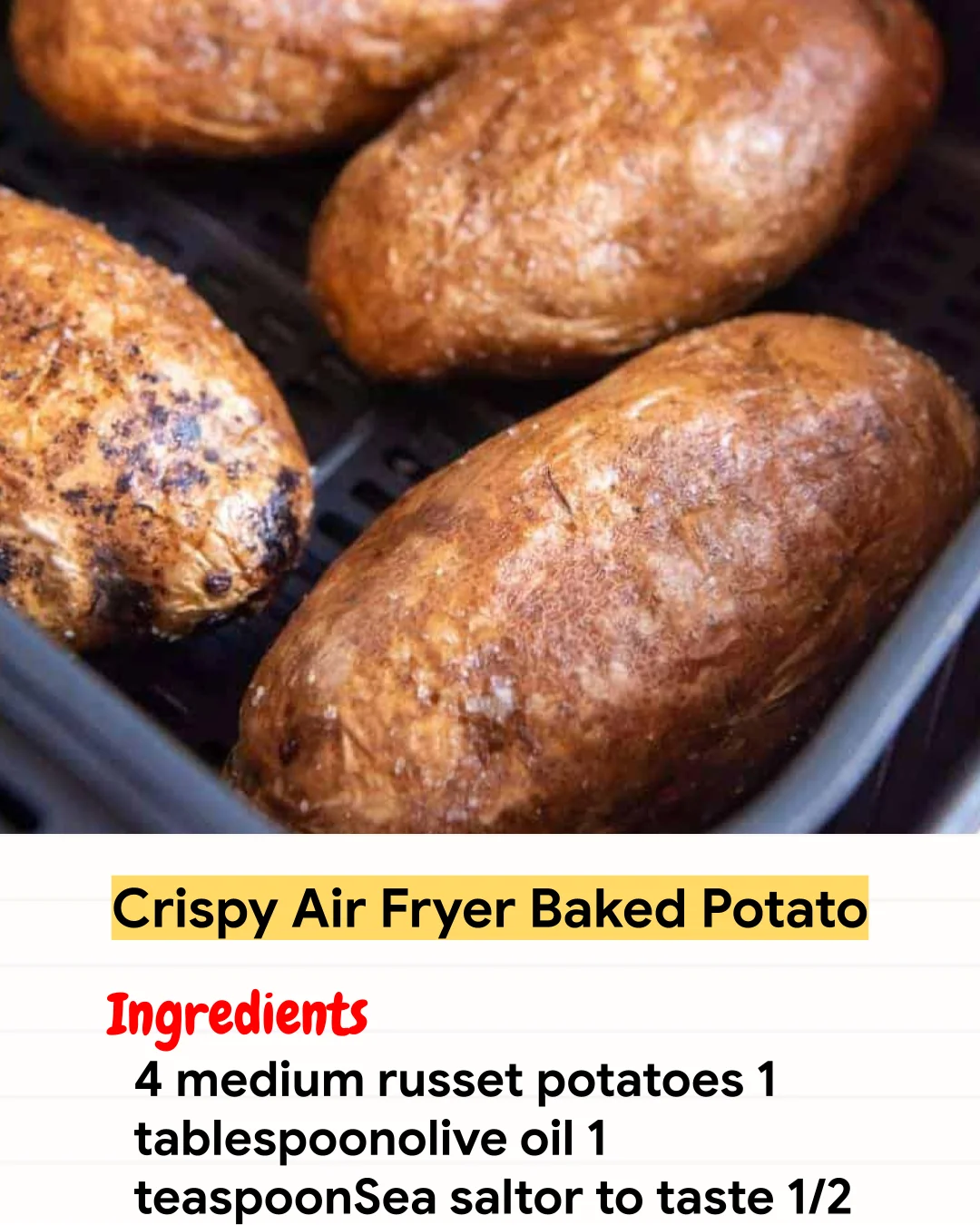 Air Fryer Recipe Crispy Air Fryer Baked Potato