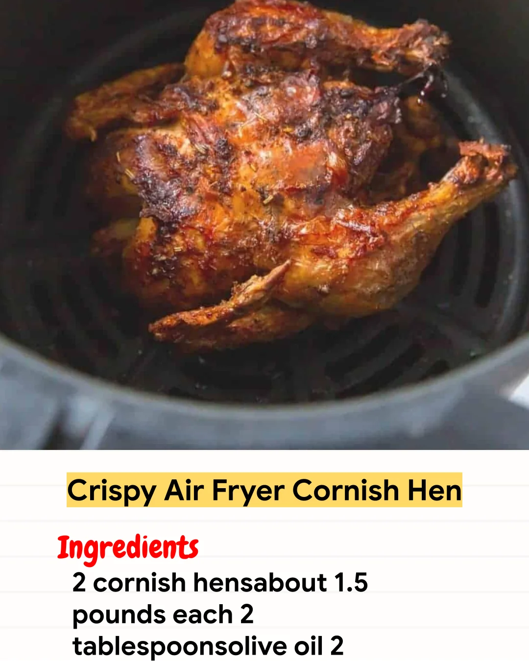Air Fryer Recipe Crispy Air Fryer Cornish Hen