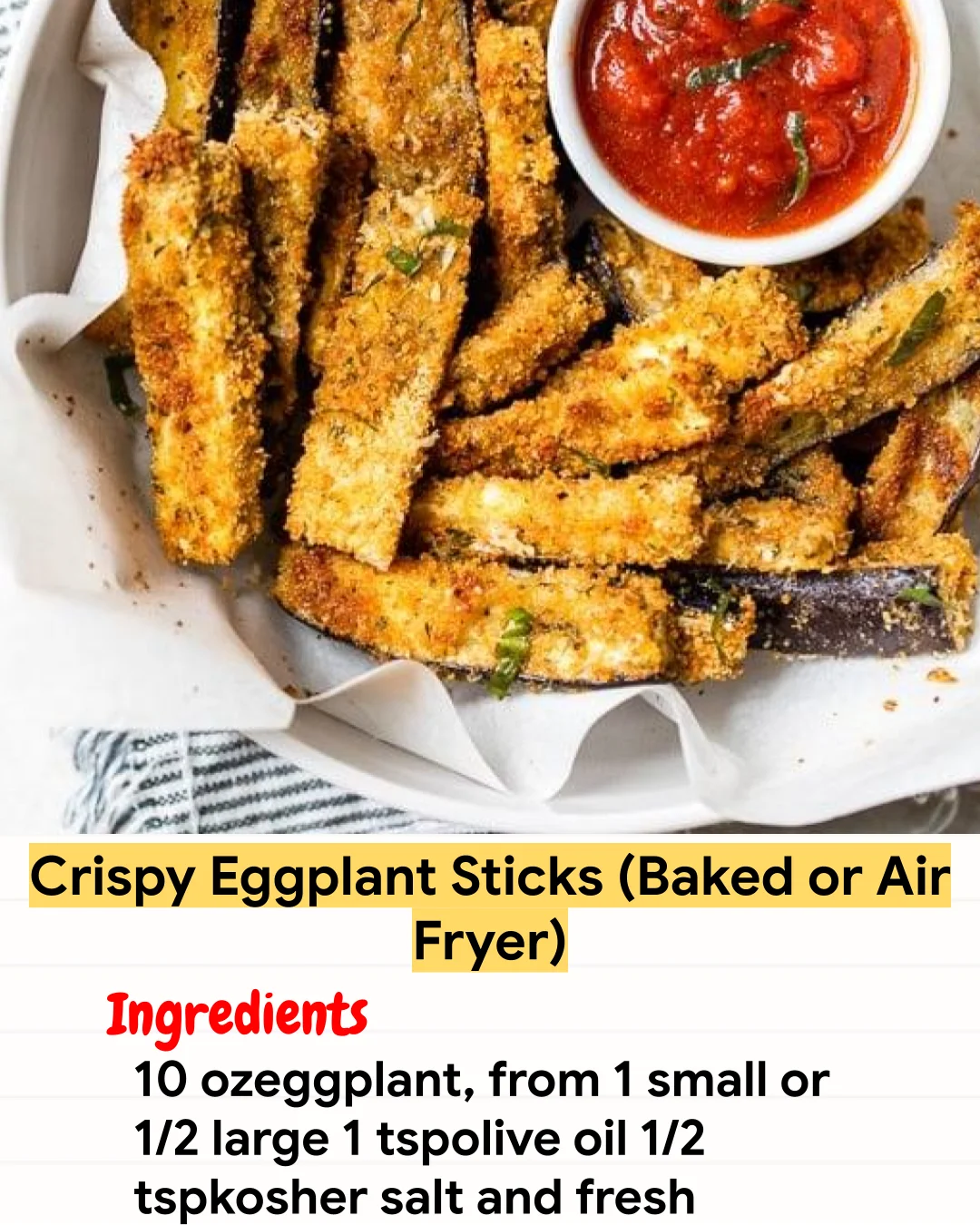 Air Fryer Recipe Crispy Eggplant Sticks (Baked or Air Fryer)