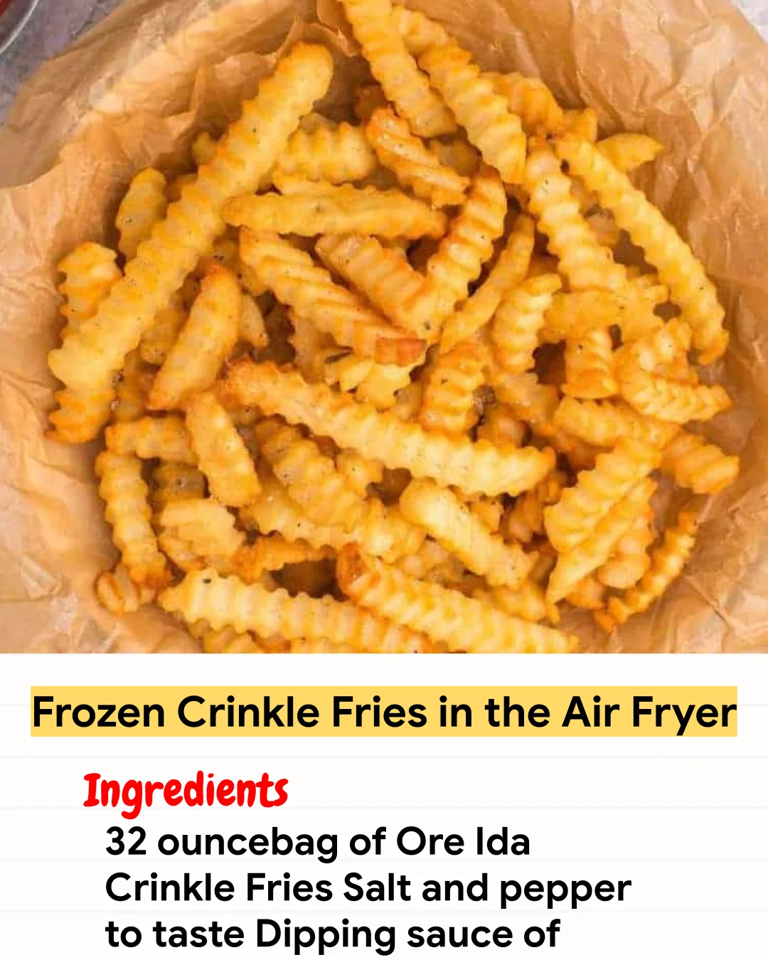 Air Fryer Recipe Frozen Crinkle Fries in the Air Fryer