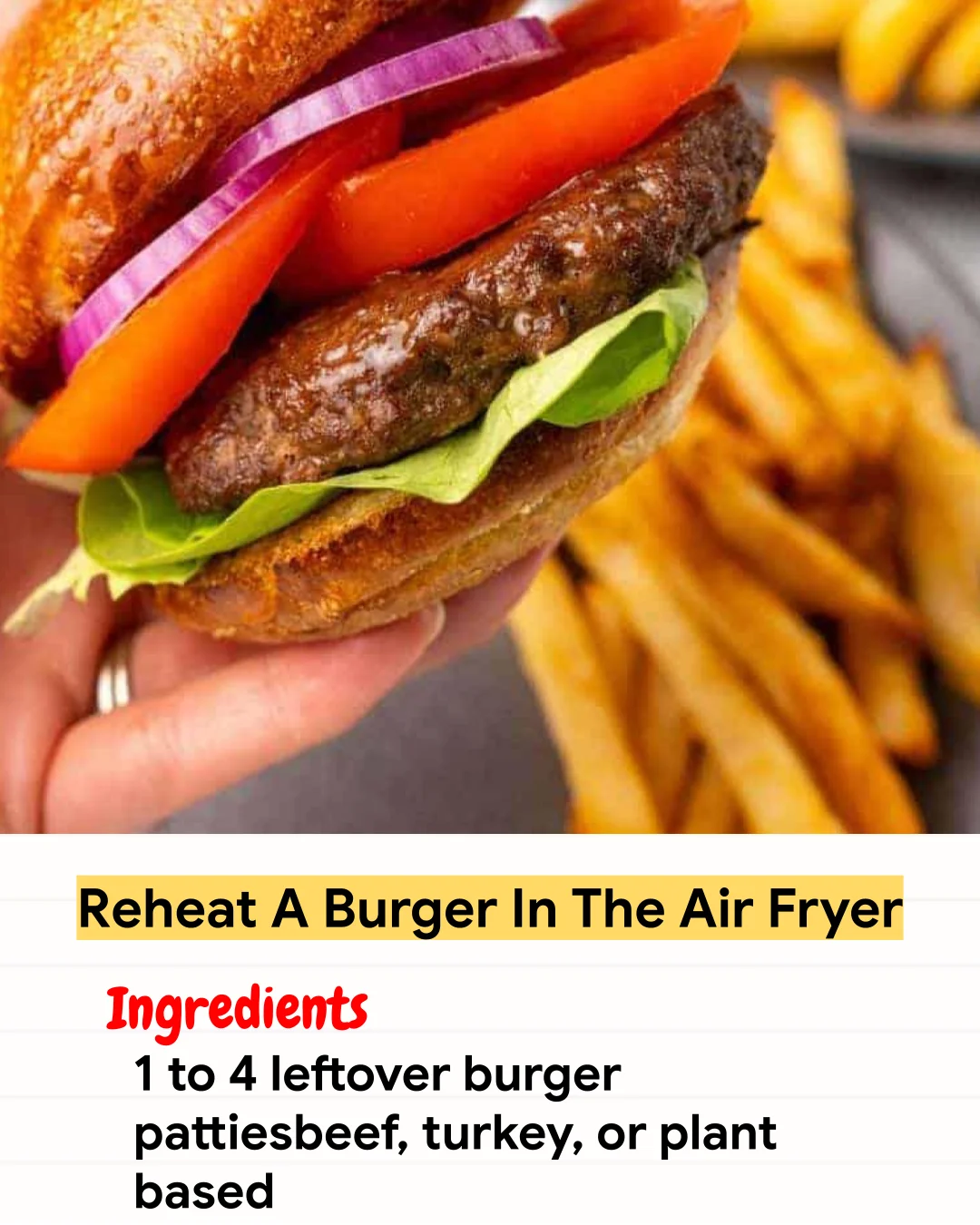 Air Fryer Recipe Reheat A Burger In The Air Fryer