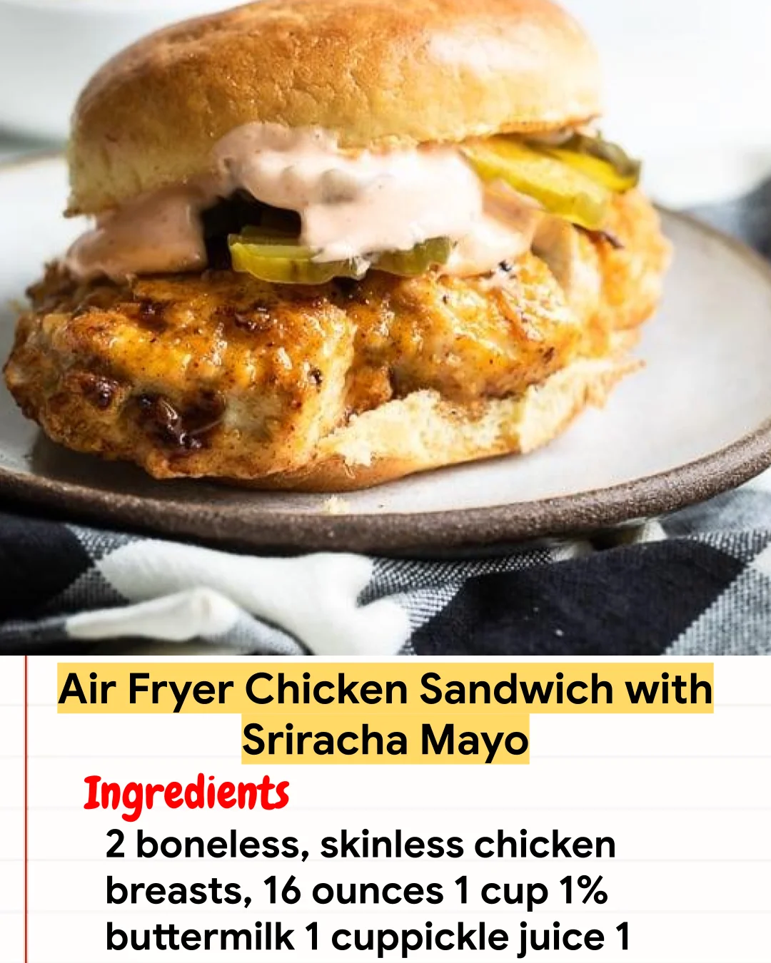 Chicken Recipe Air Fryer Chicken Sandwich with Sriracha Mayo