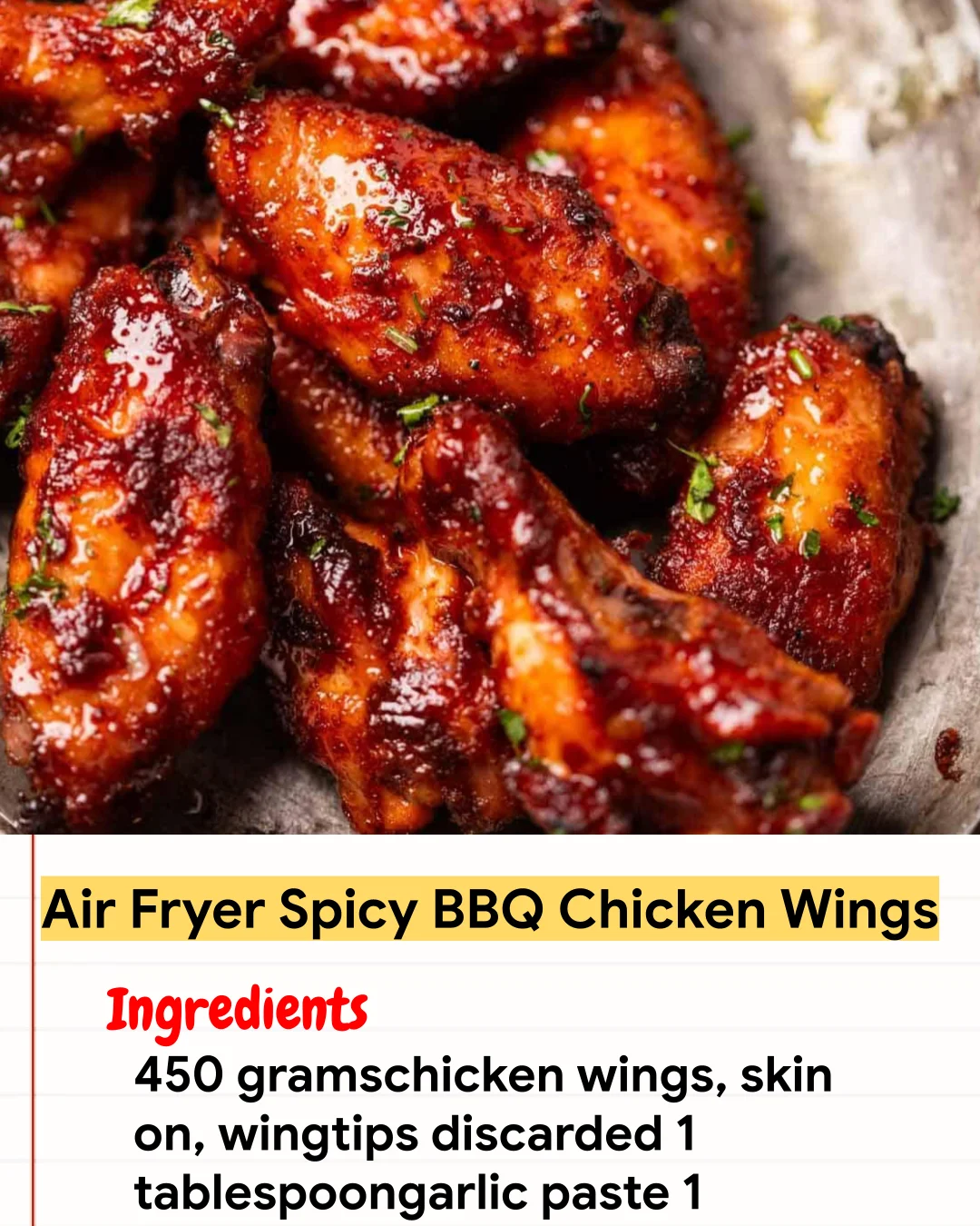 Chicken Recipe Air Fryer Spicy BBQ Chicken Wings