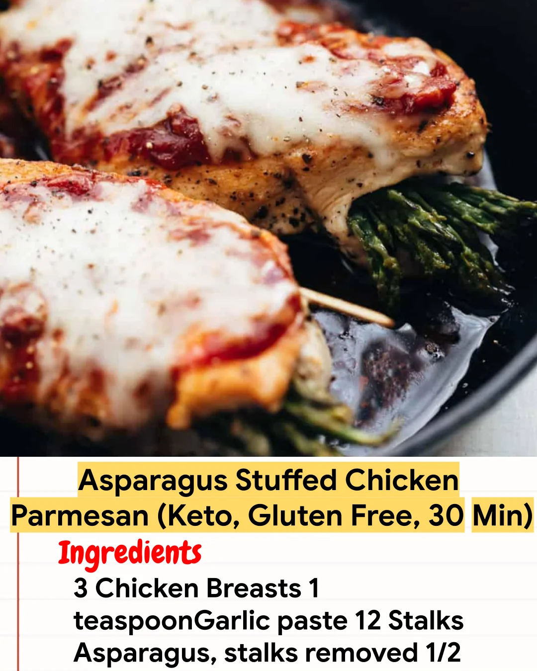 Chicken Recipe Asparagus Stuffed Chicken Parmesan (Keto, Gluten Free, 30 Min)