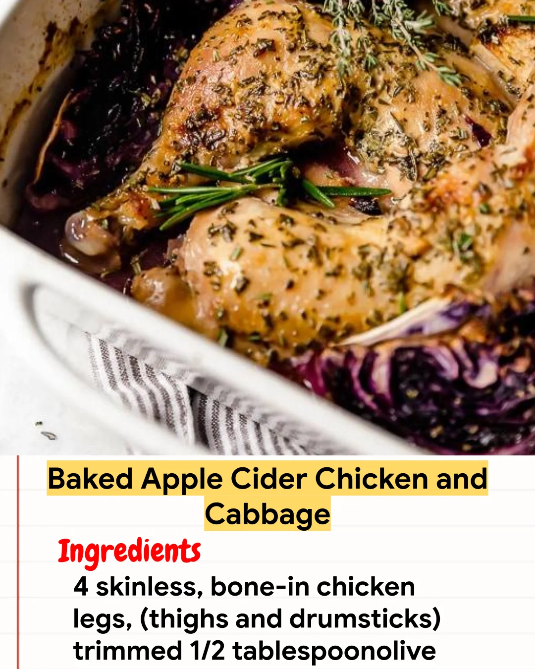 Chicken Recipe Baked Apple Cider Chicken and Cabbage