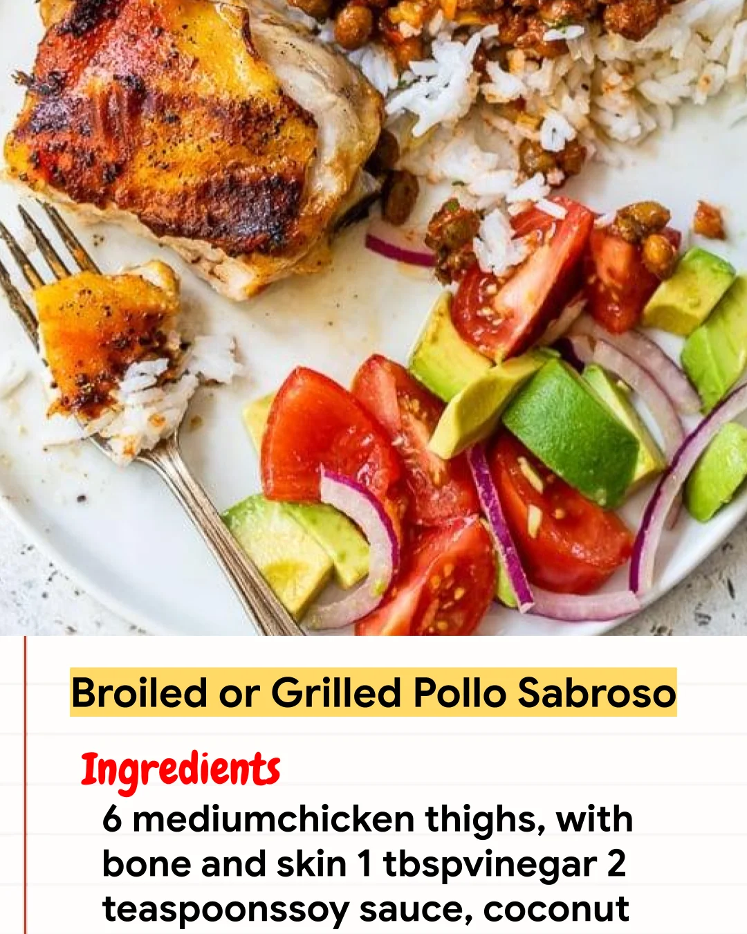 Chicken Recipe Broiled or Grilled Pollo Sabroso
