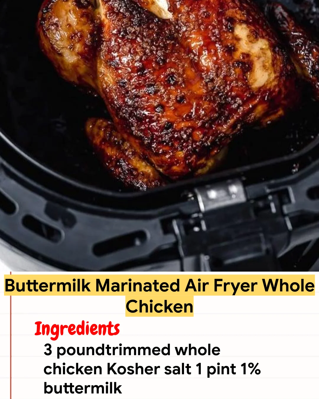 Chicken Recipe Buttermilk Marinated Air Fryer Whole Chicken