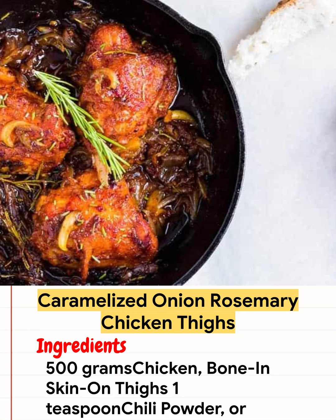 Chicken Recipe Caramelized Onion Rosemary Chicken Thighs