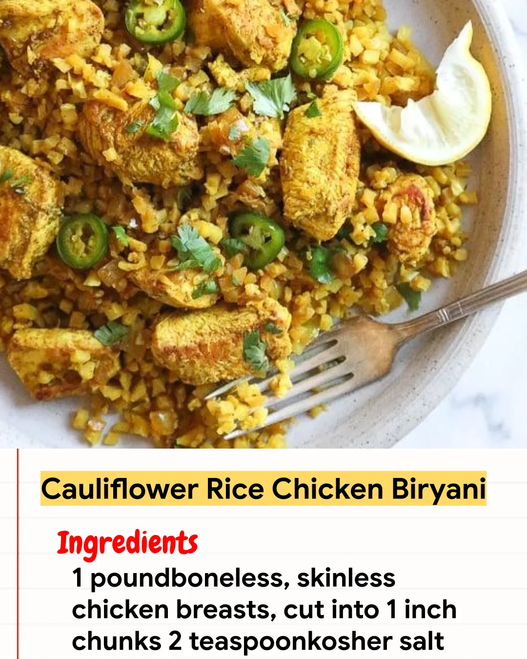 Chicken Recipe Cauliflower Rice Chicken Biryani