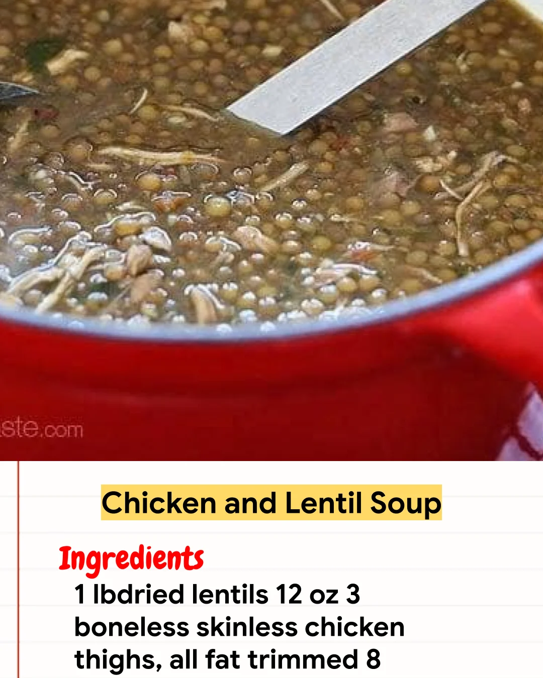Chicken Recipe Chicken and Lentil Soup