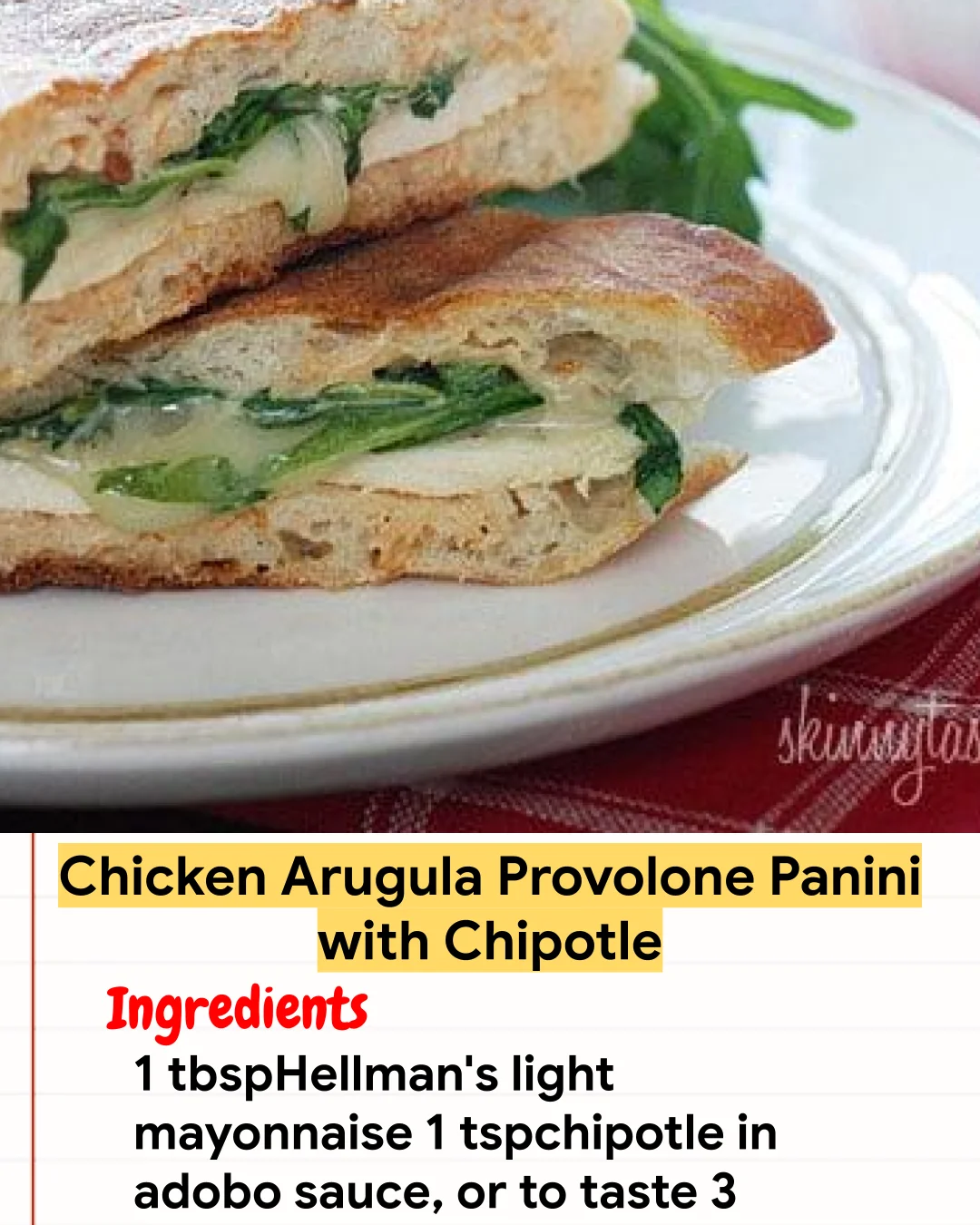 Chicken Recipe Chicken Arugula Provolone Panini with Chipotle