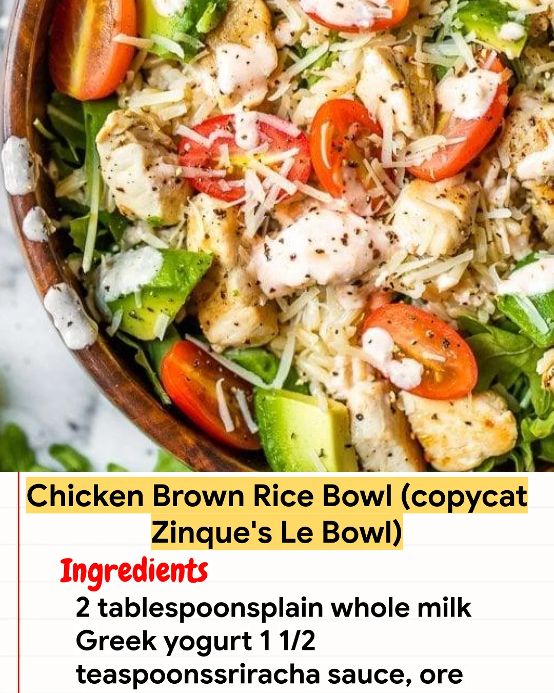 Chicken Recipe Chicken Brown Rice Bowl (copycat Zinque’s Le Bowl)
