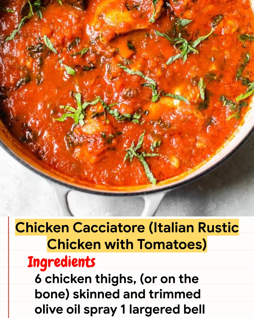 Chicken Recipe Chicken Cacciatore (Italian Rustic Chicken with Tomatoes)