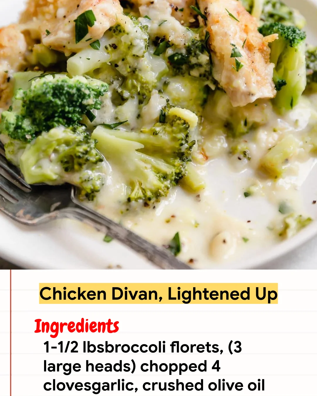 Chicken Recipe Chicken Divan, Lightened Up