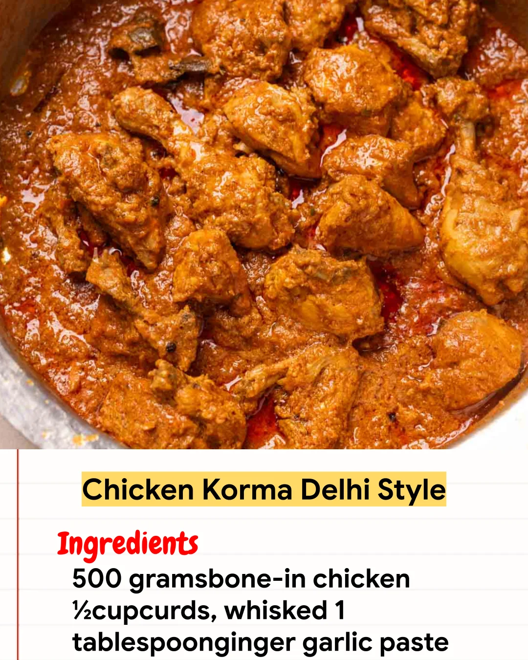 Chicken Recipe Chicken Korma Delhi Style