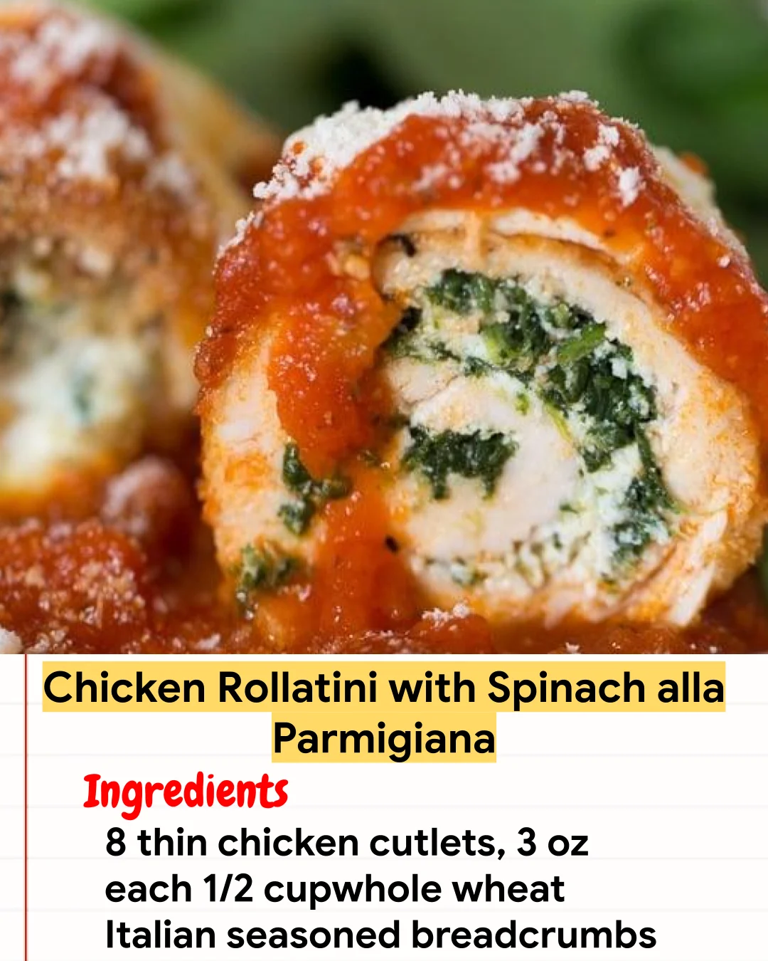 Chicken Recipe Chicken Rollatini with Spinach alla Parmigiana