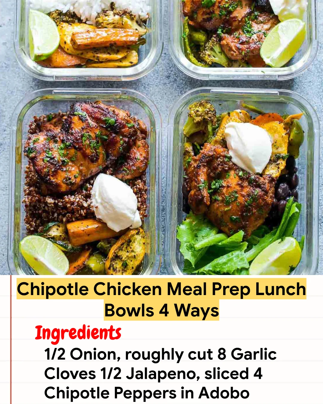 Chicken Recipe Chipotle Chicken Meal Prep Lunch Bowls 4 Ways