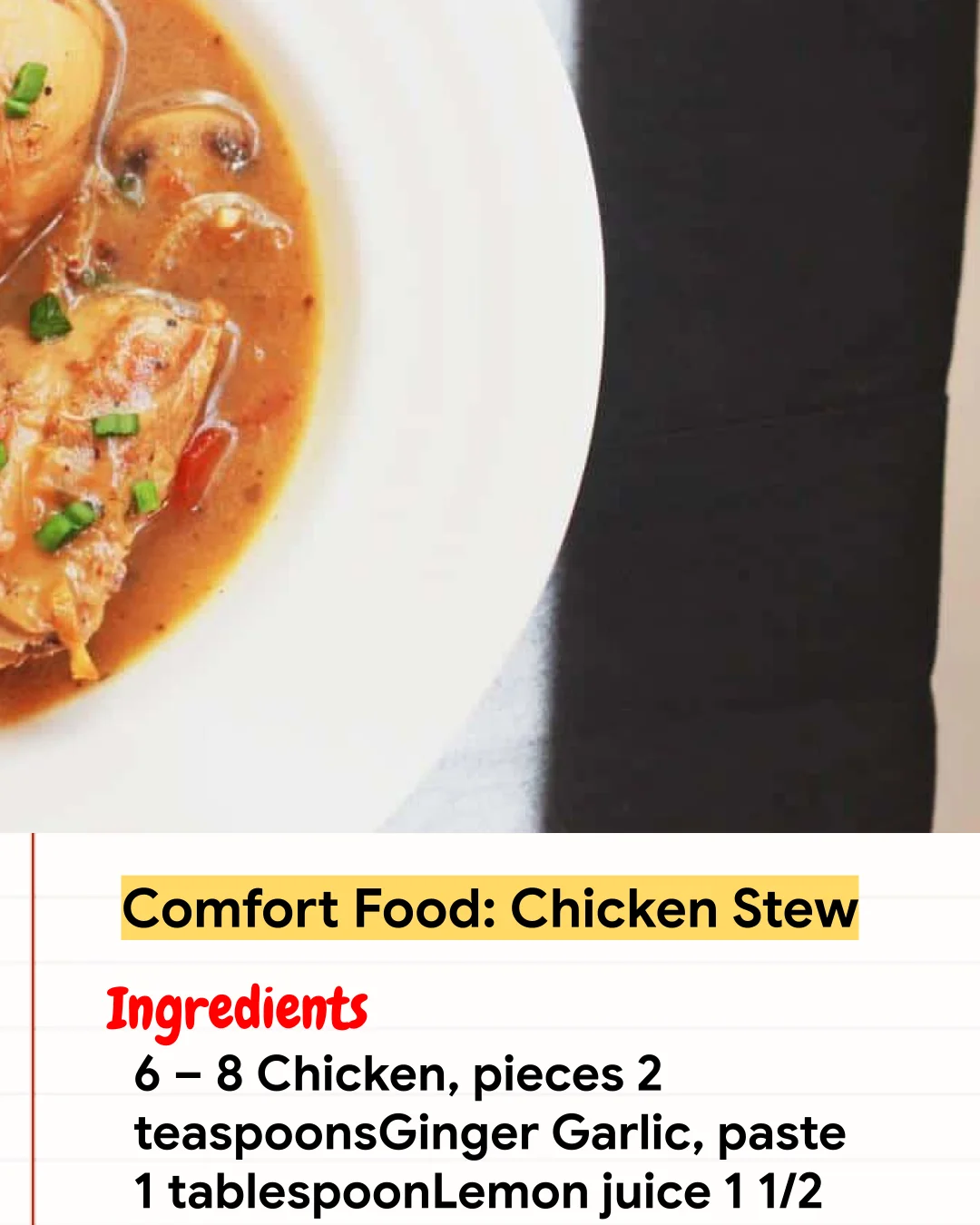 Chicken Recipe Comfort Food: Chicken Stew