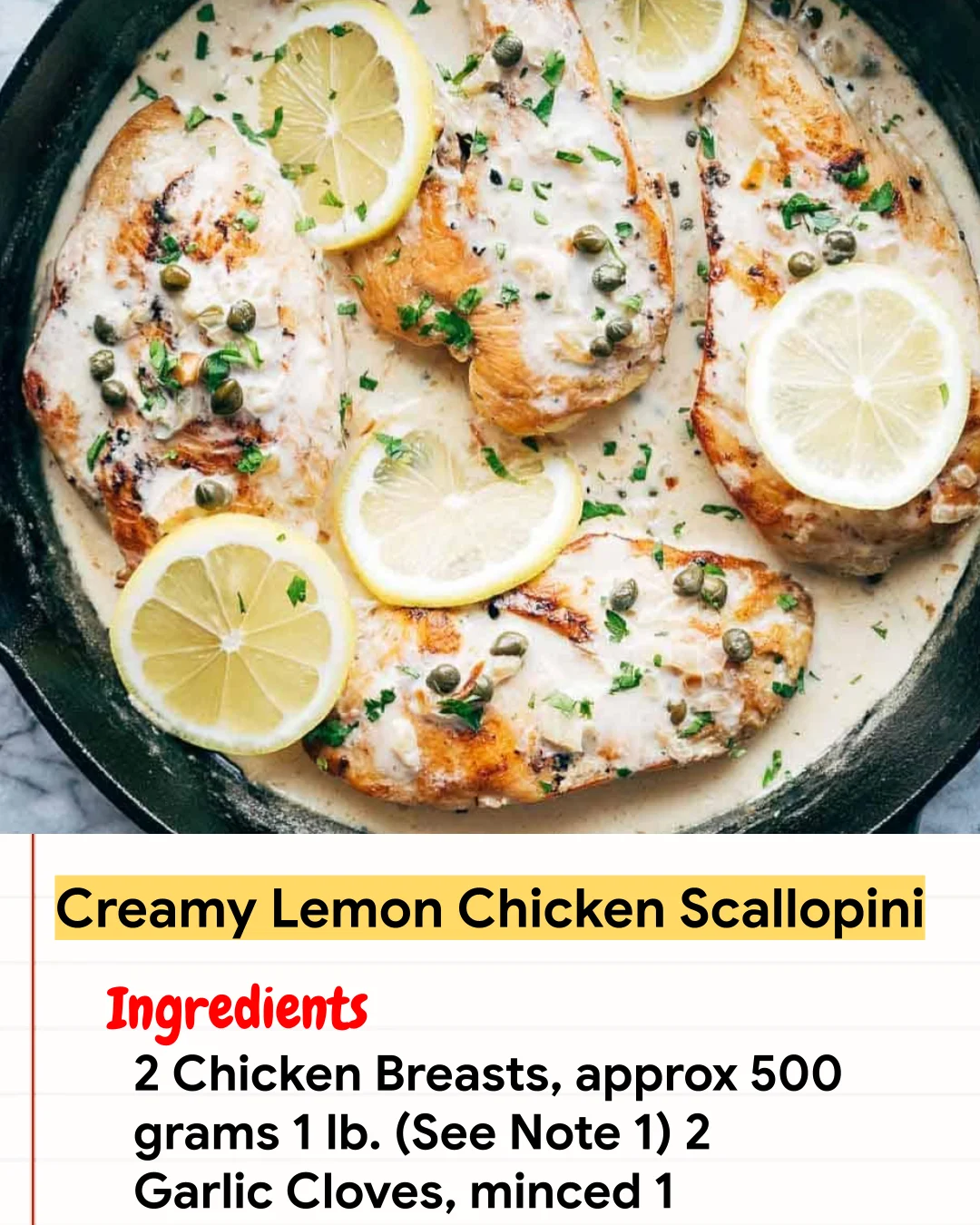 Chicken Recipe Creamy Lemon Chicken Scallopini