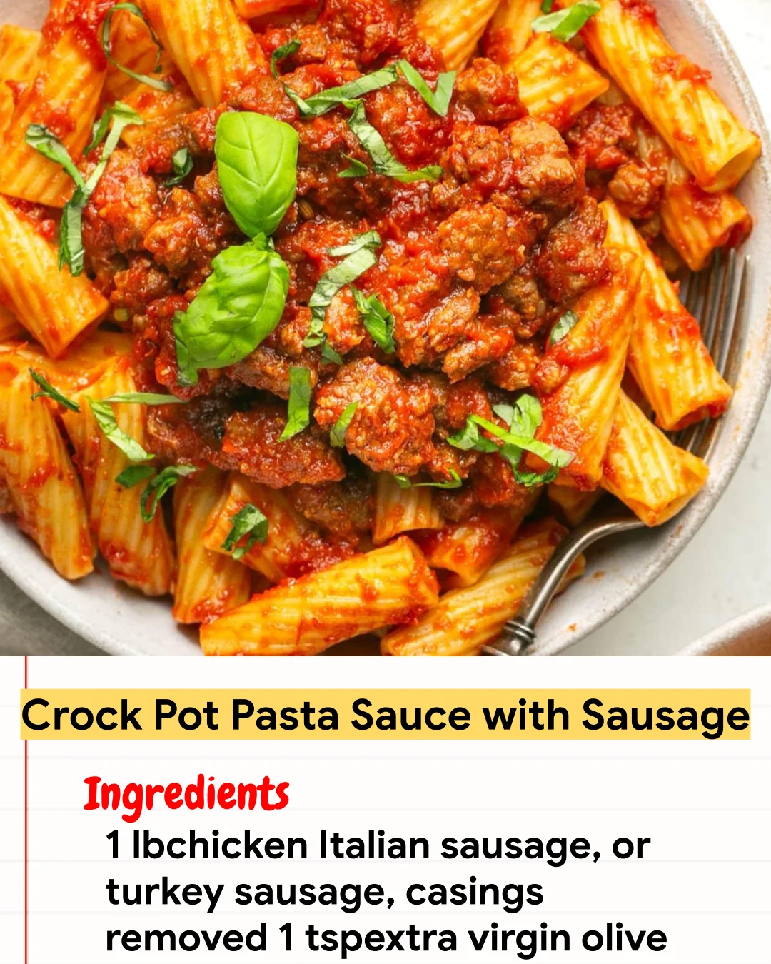 Chicken Recipe Crock Pot Pasta Sauce with Sausage
