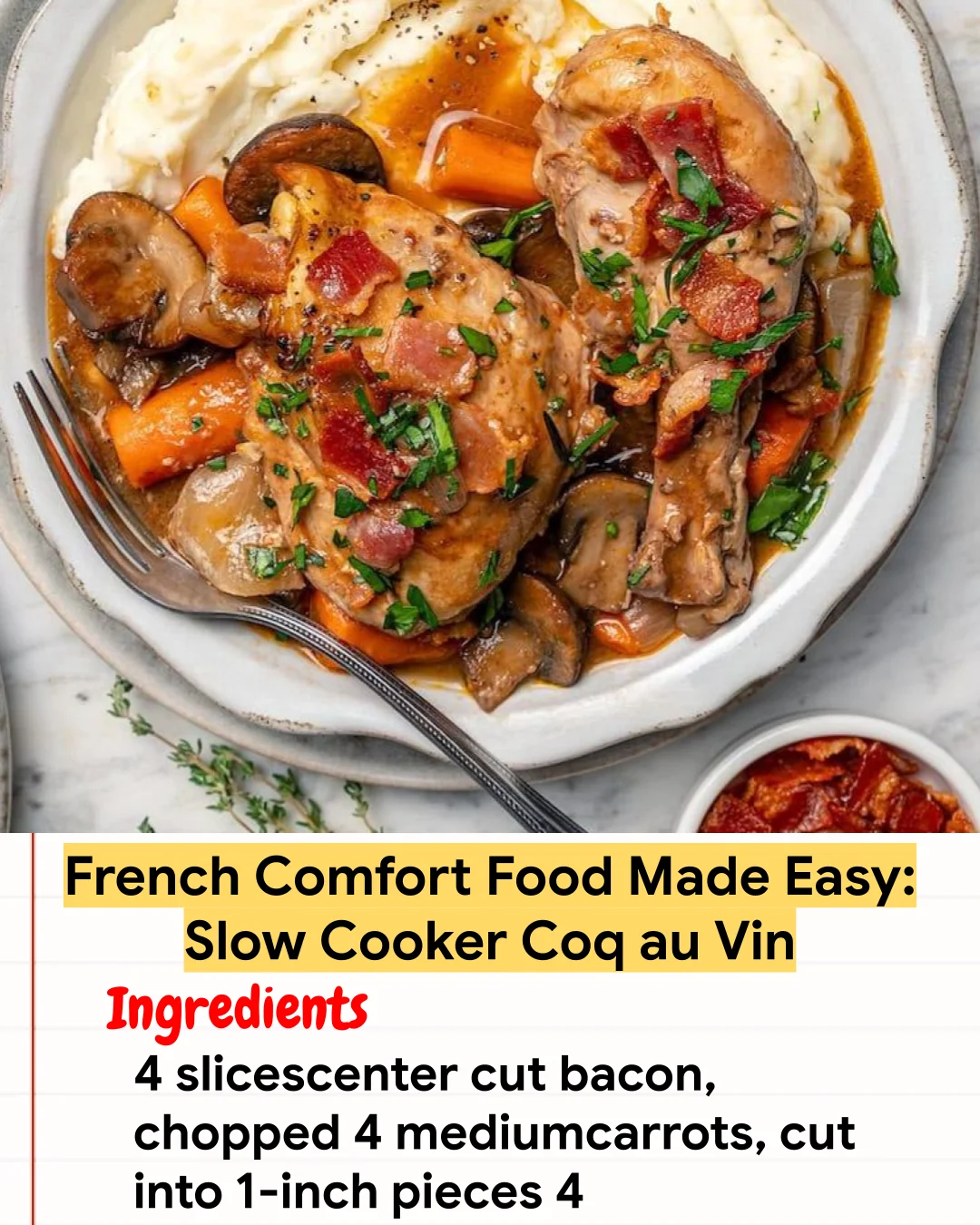 Chicken Recipe French Comfort Food Made Easy: Slow Cooker Coq au Vin