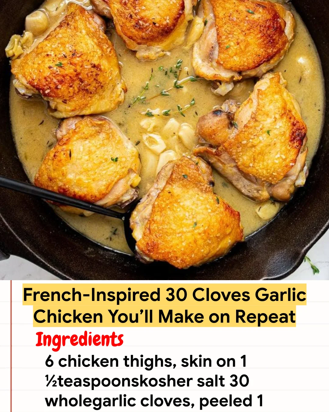 Chicken Recipe French-Inspired 30 Cloves Garlic Chicken You’ll Make on Repeat