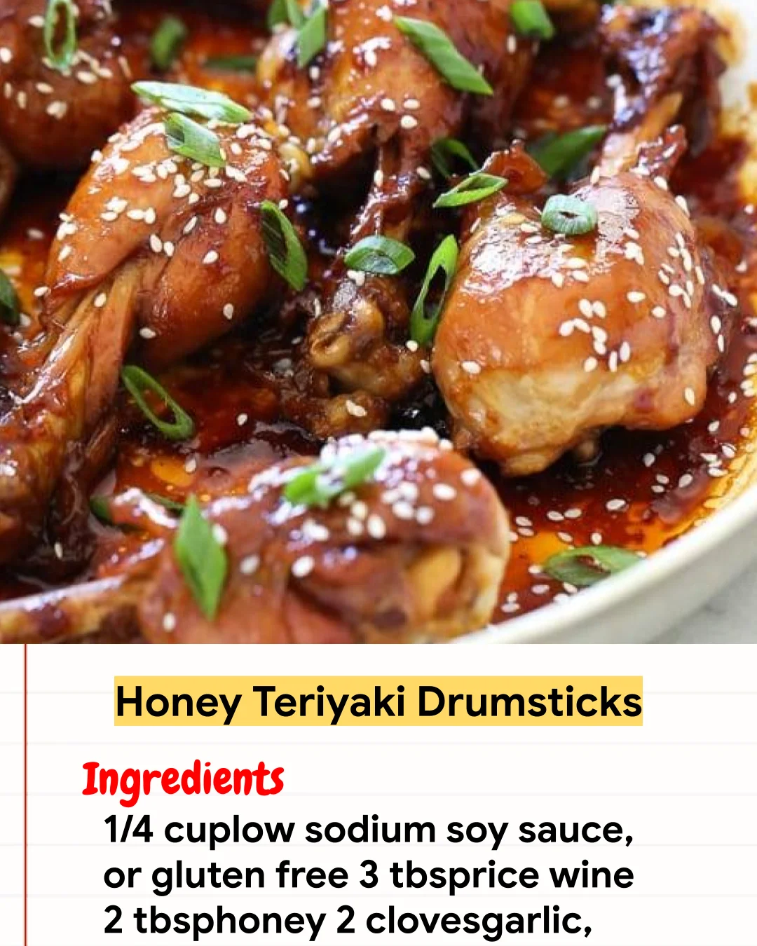 Chicken Recipe Honey Teriyaki Drumsticks