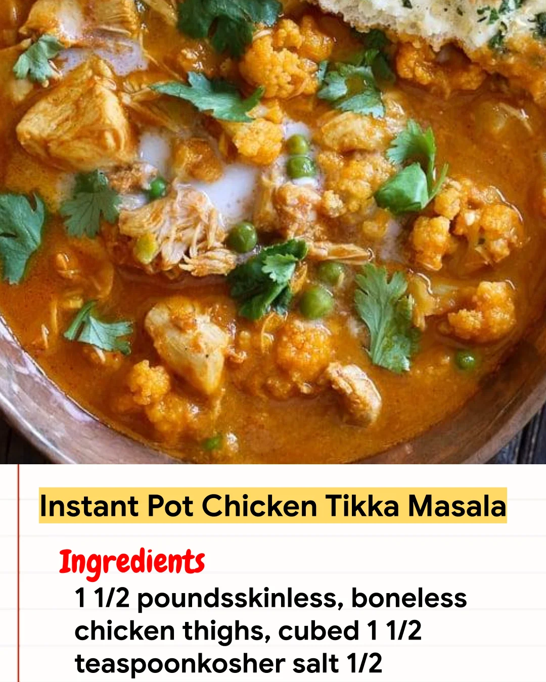 Chicken Recipe Instant Pot Chicken Tikka Masala